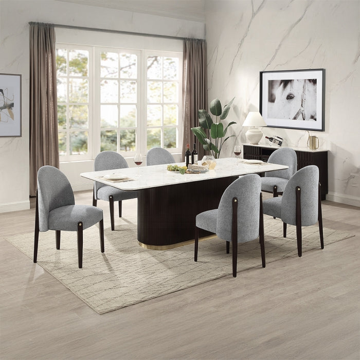 ACME Engineering Marble Top & Espresso Clayten Dining Table w/Marble Top
