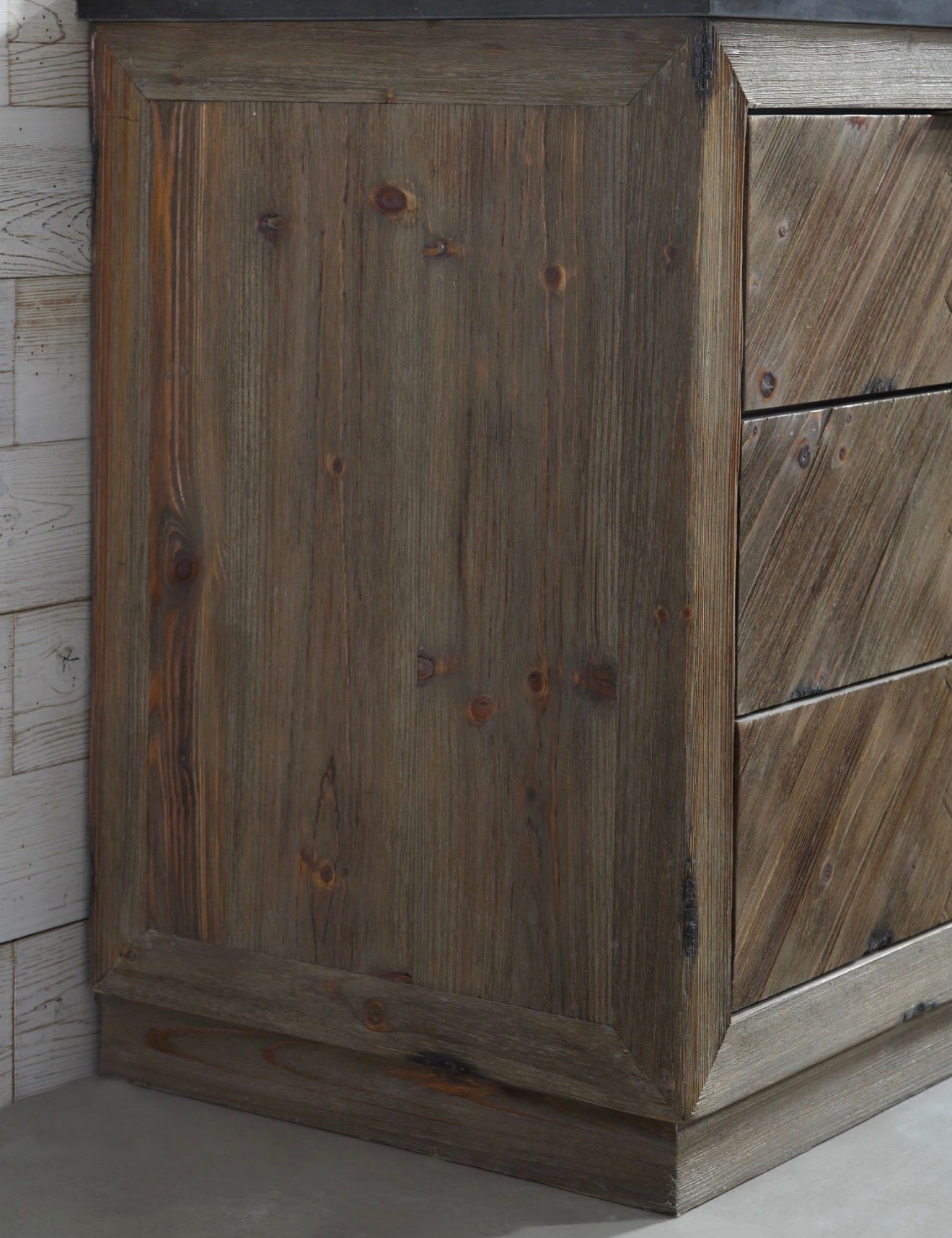 Legion Furniture Rustic Solid Wood Bathroom Vanity with Natural Moon Stone Top – No Faucet