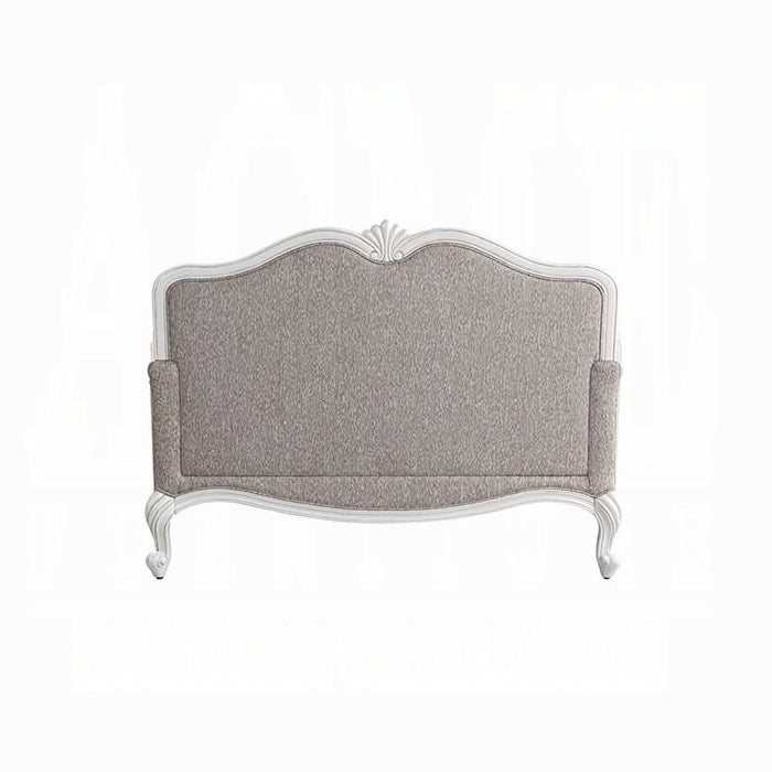 ACME  Fabric & White Ciddrenar Loveseat W/3 Pillows