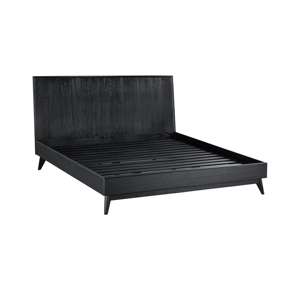 Armen Living Carnaby Platform Bed Frame in Black Brushed Oak