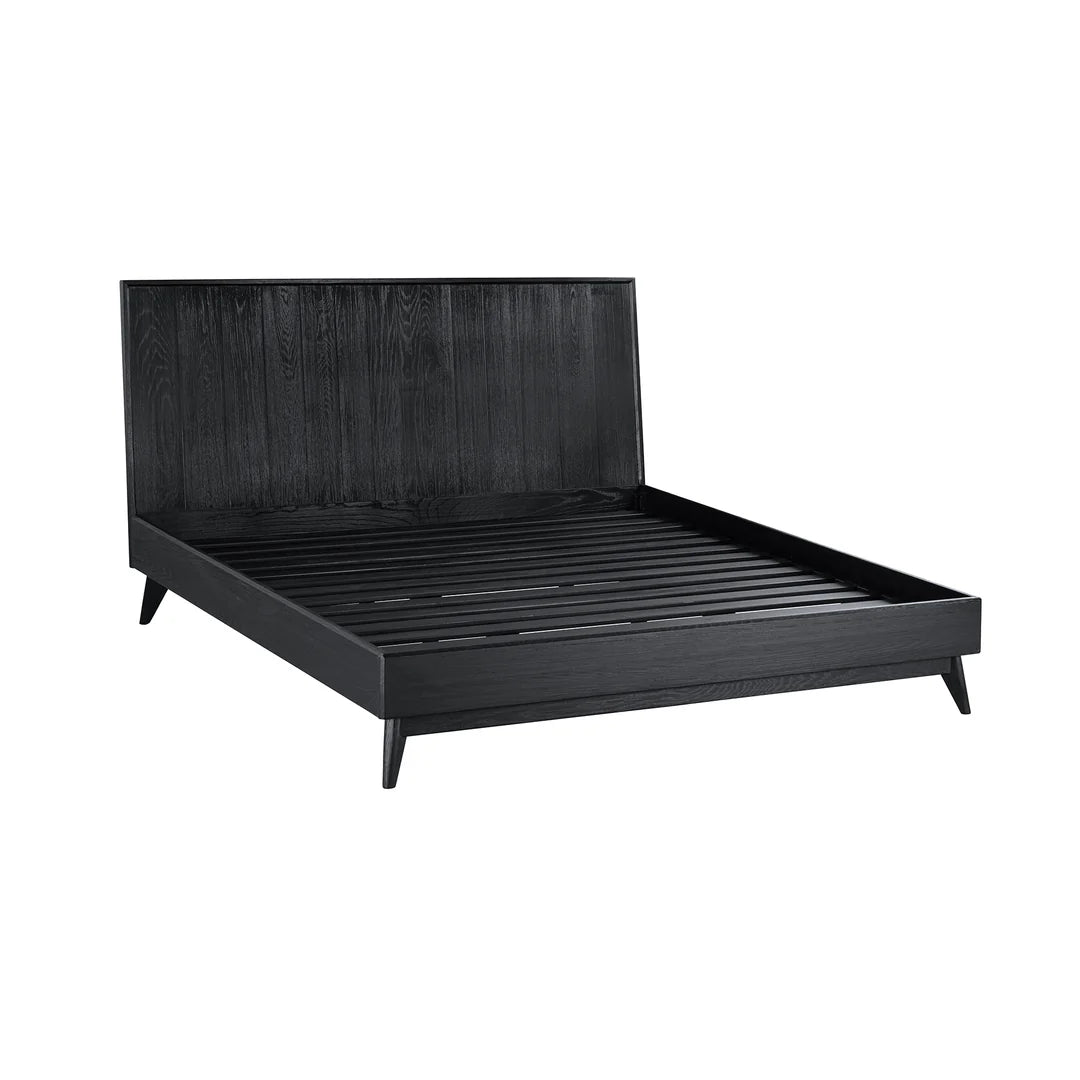 Armen Living Carnaby Platform Bed Frame in Black Brushed Oak
