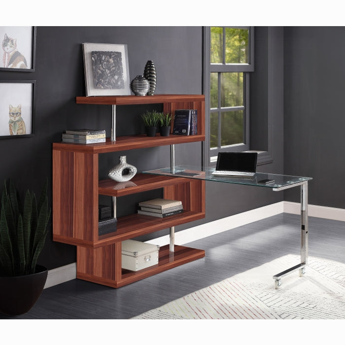 ACME Brown Buck II Writing Desk W/Bookshelf