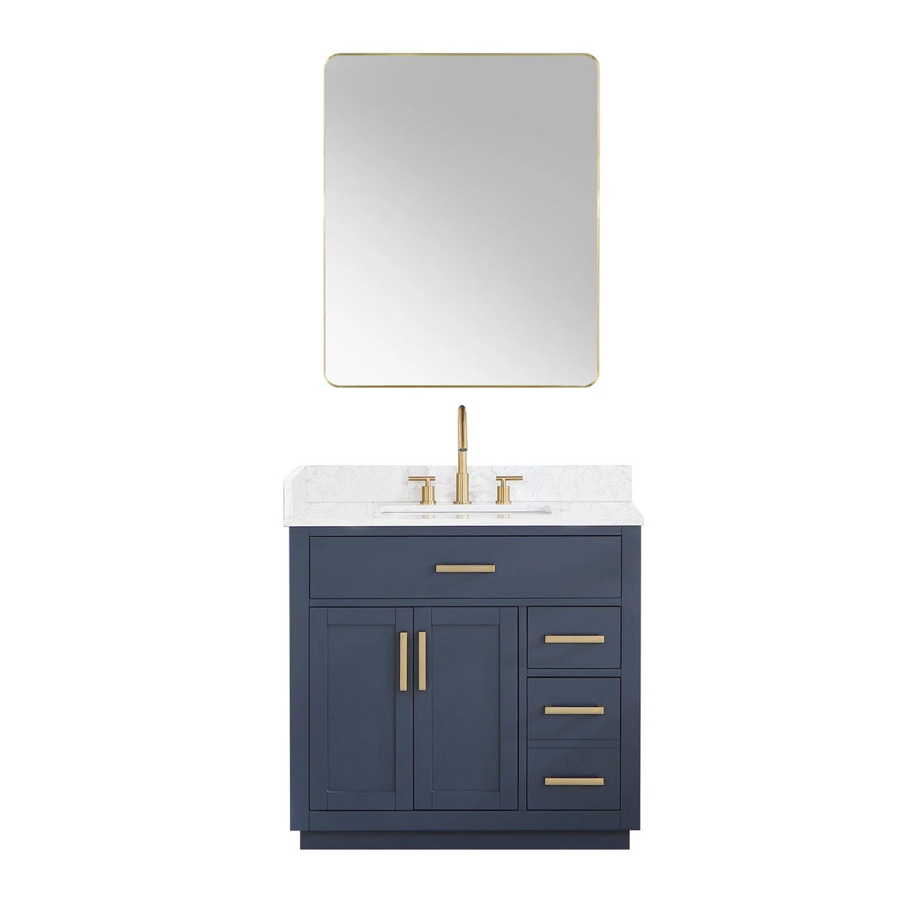 Altair  Gavino 36" Single Bathroom Vanity with Grain White Engineered Stone Countertop