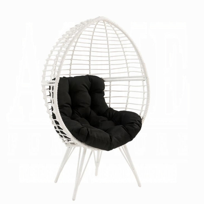 ACME Black & White Galzed Patio Lounge Chair