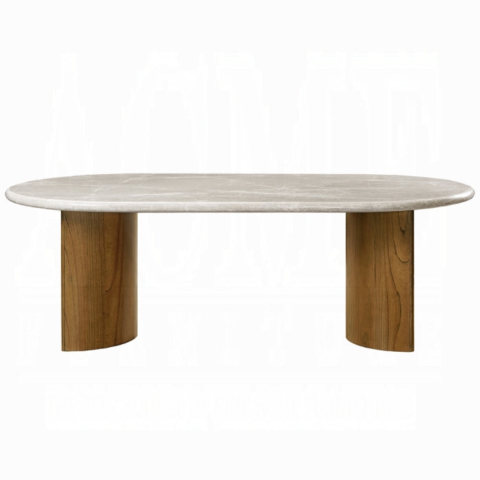 ACME Natural Marble Top & Dark Walnut Finish Darcy Dining Table