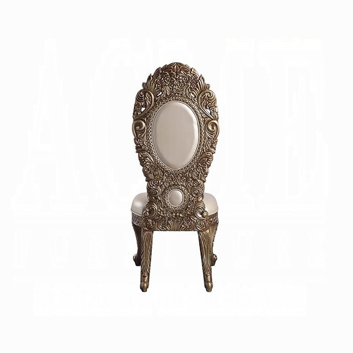 ACME Brown Gold Finish Constantine Side Chair (Set-2)