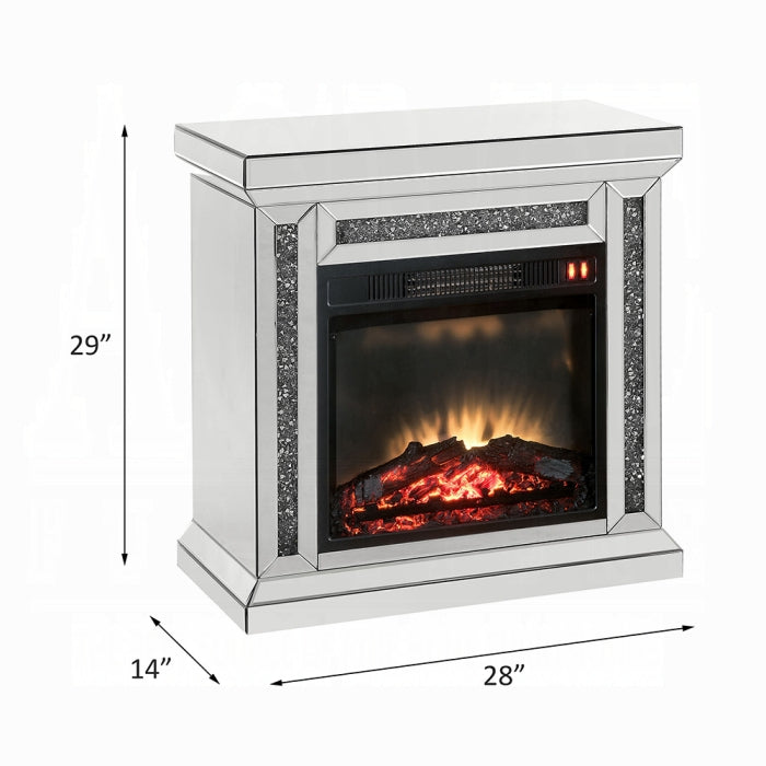 ACME Mirrored & Faux Diamonds Noralie Fireplace