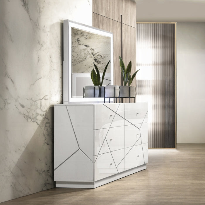 ACME White Esther Mirror w/LED