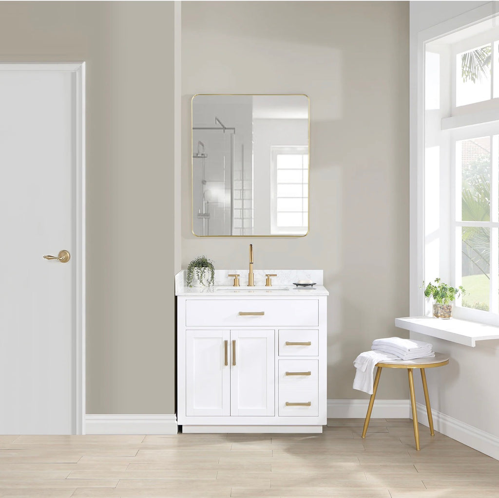 Altair  Gavino 36" Single Bathroom Vanity with Grain White Engineered Stone Countertop