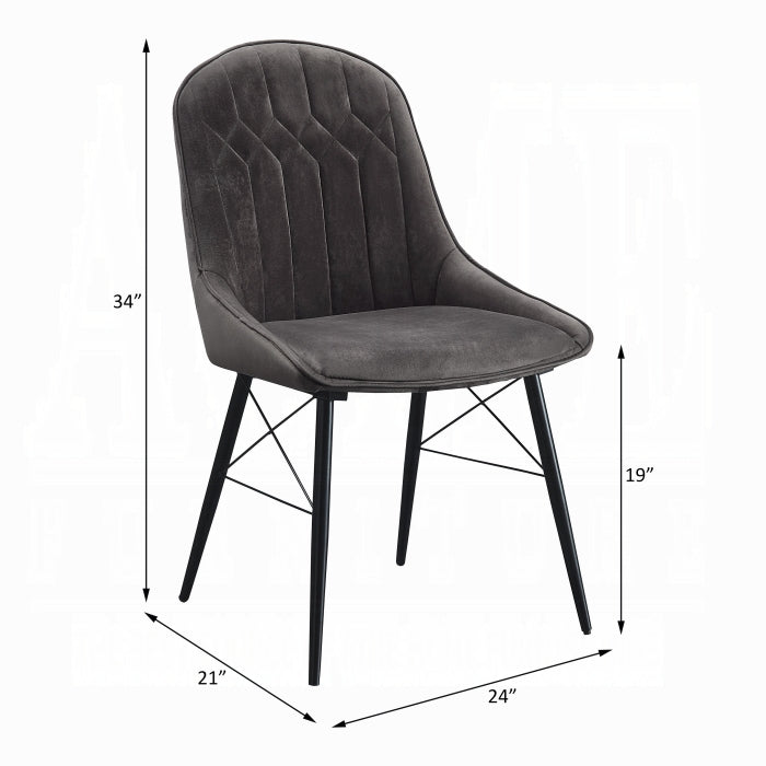 ACME Gray Abraham Side Chair (Set-2)