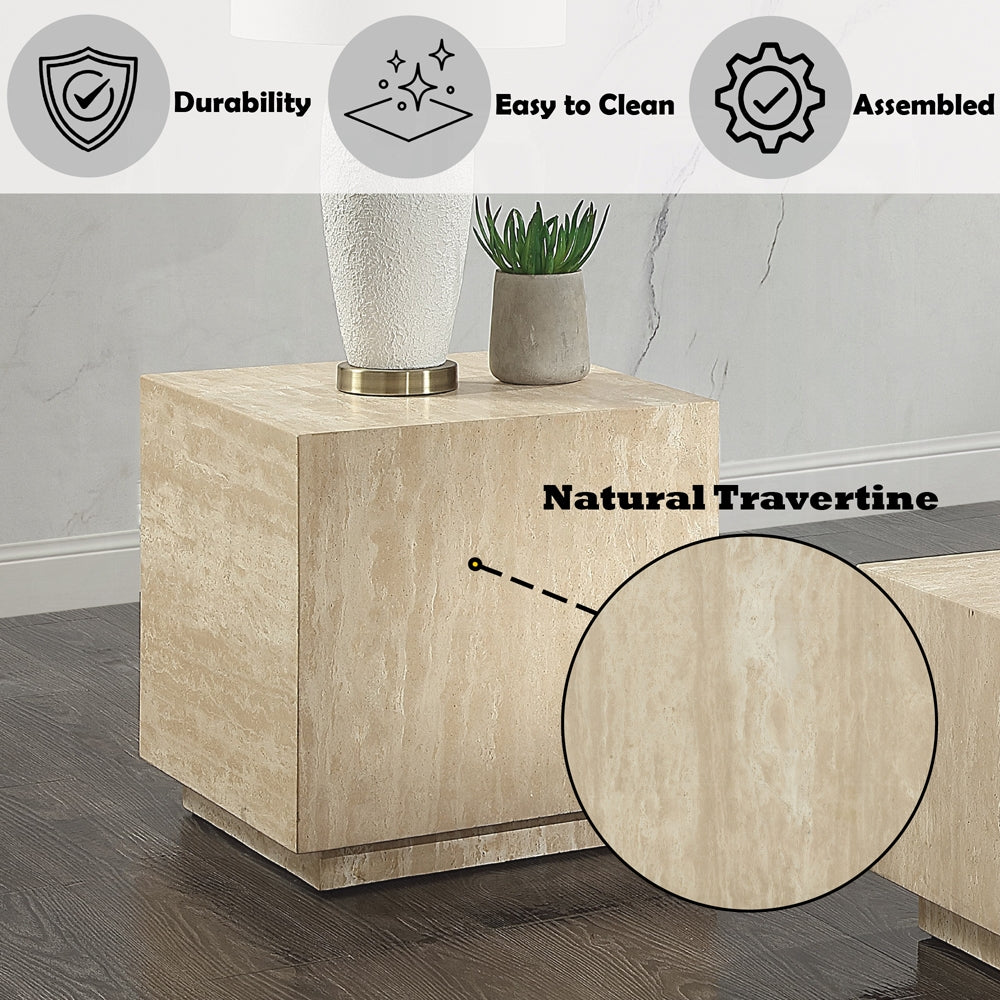 ACME Beige Travertine Deon End Table