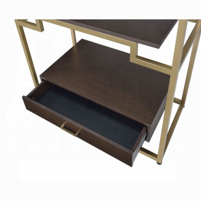 ACME Gold & walnut Yumia Bookshelf