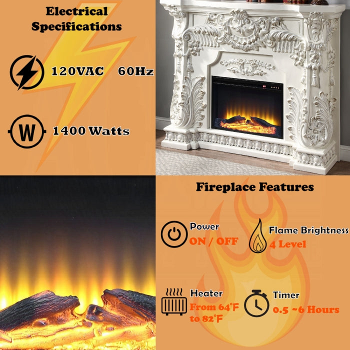 ACME Antique White  Adara Fireplace