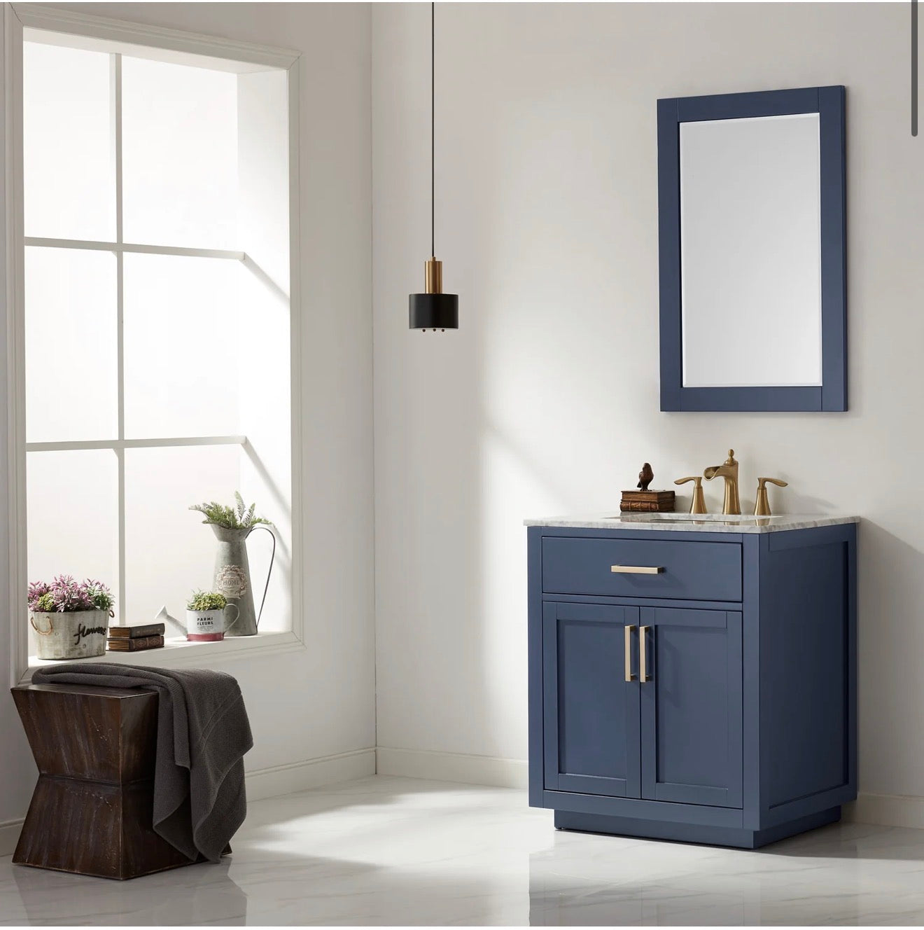 Altair Ivy 30" Single Bathroom Vanity Set and Carrara Marble Countertop