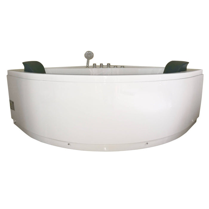 EAGO Rounded Modern Double Seat Corner Whirlpool Bath Tub with Fixtures