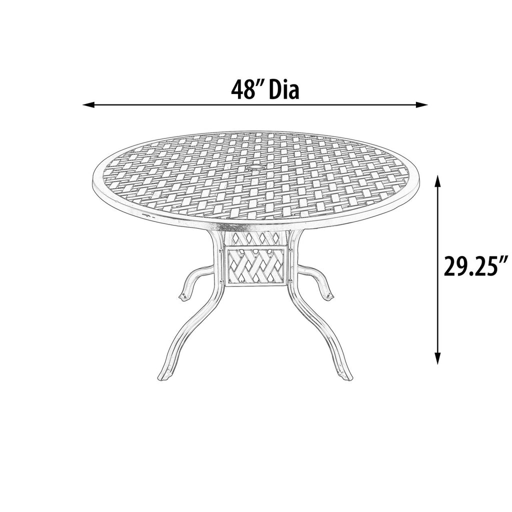 AFD Home Savannah Outdoor Aluminum Round Dining Table