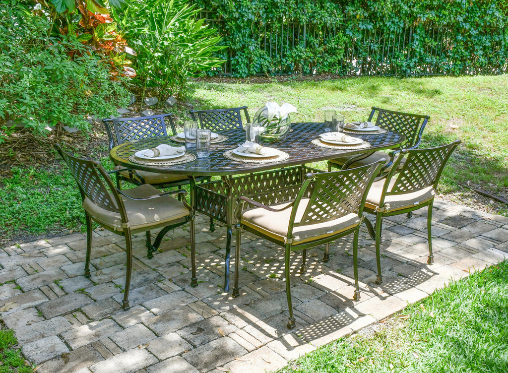 AFD Home Savannah Outdoor Aluminum Oval Dining Table