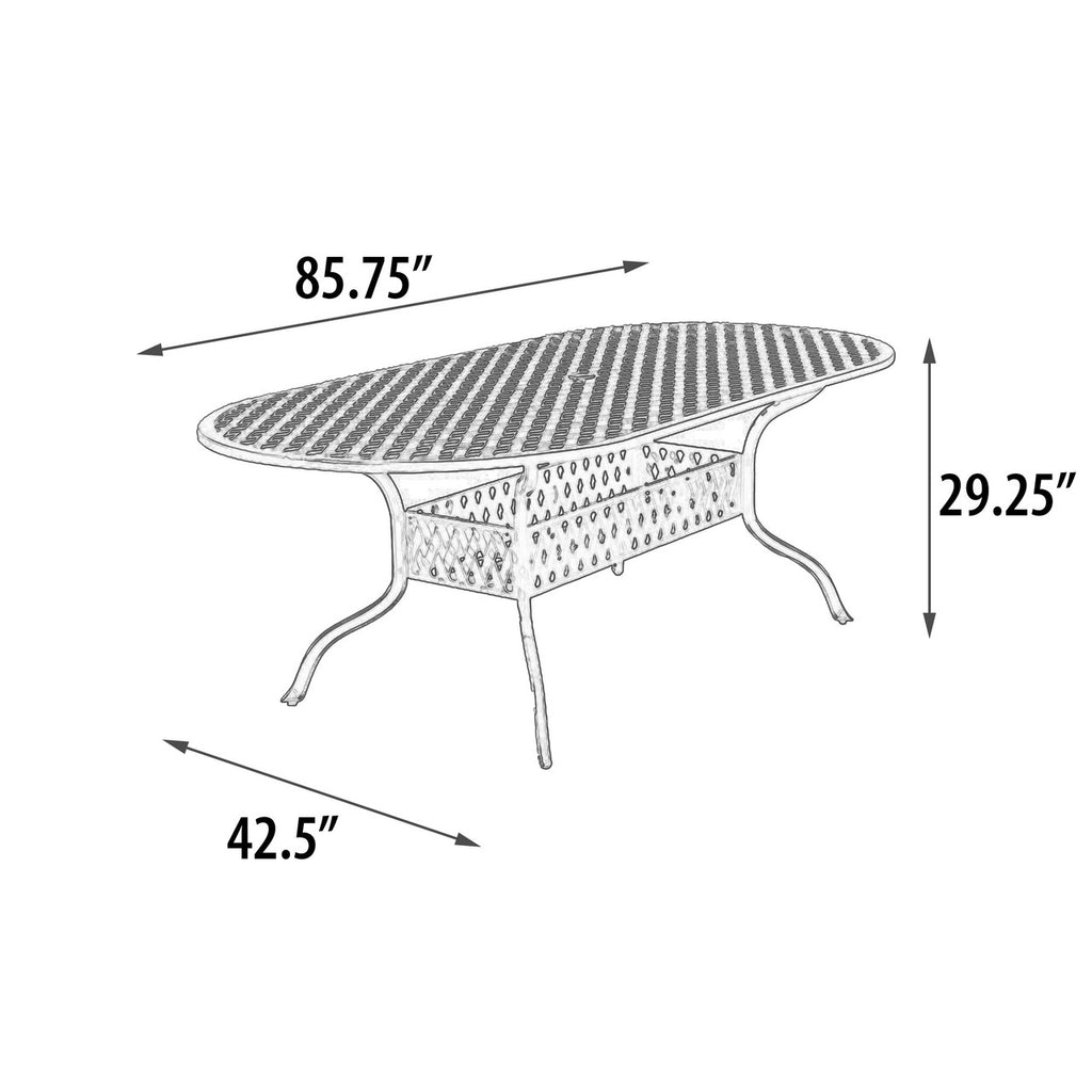 AFD Home Savannah Outdoor Aluminum Oval Dining Table