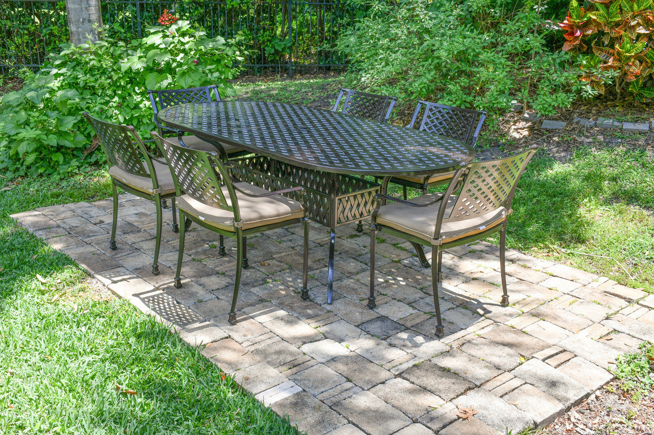 AFD Home Savannah Outdoor Aluminum Oval Dining Table