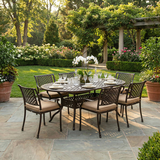 AFD Home Savannah Outdoor Aluminum Oval Dining Table