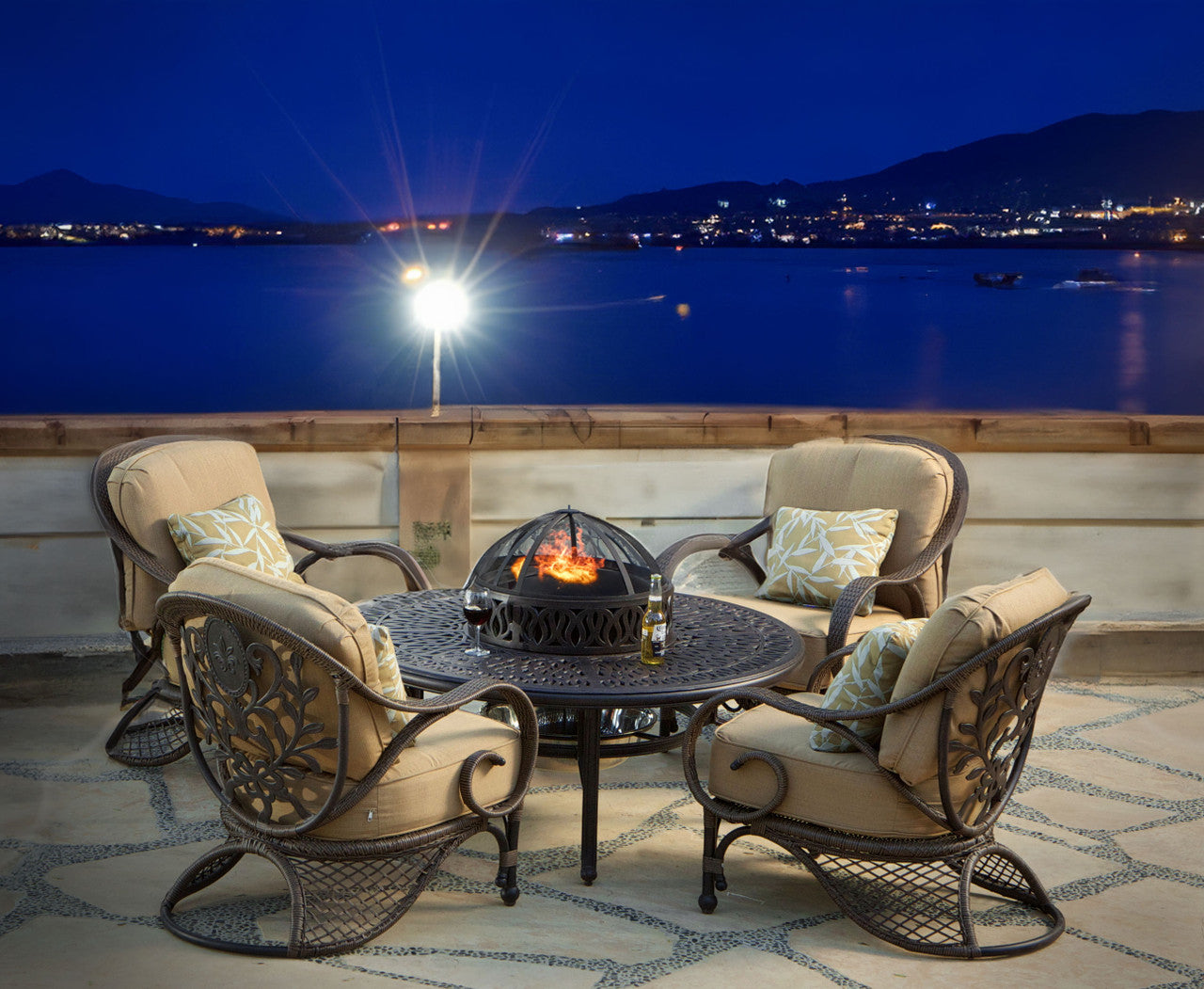 AFD Home Grand Bonaire Weave Outdoor Fire Pit Table With Accessories (KIT)