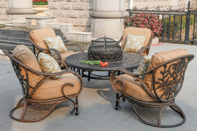 AFD Home Grand Bonaire Weave Outdoor Fire Pit Table With Accessories (KIT)