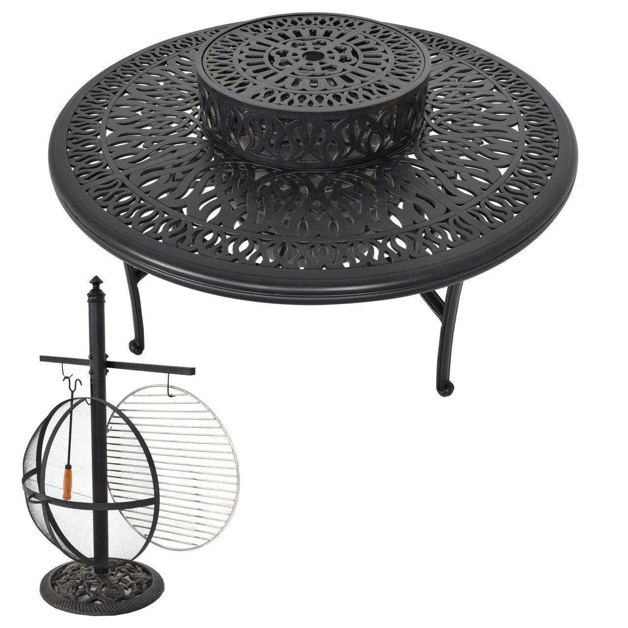 AFD Home Grand Bonaire Weave Outdoor Fire Pit Table With Accessories (KIT)