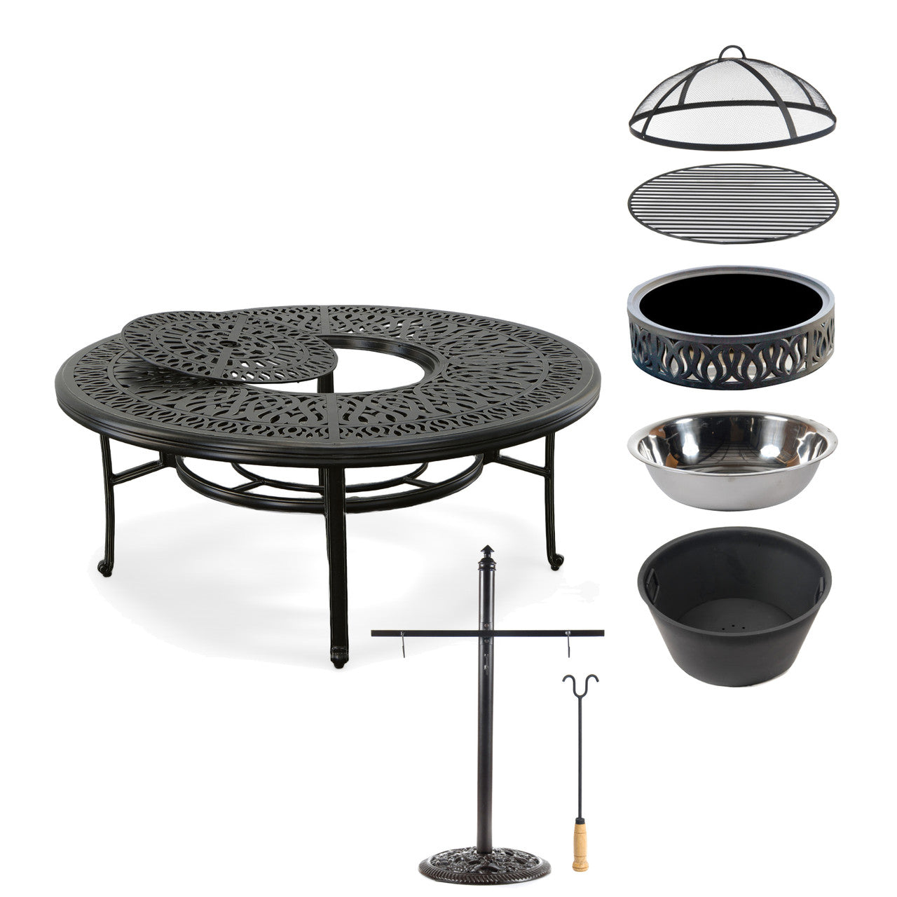AFD Home Grand Bonaire Weave Outdoor Fire Pit Table With Accessories (KIT)