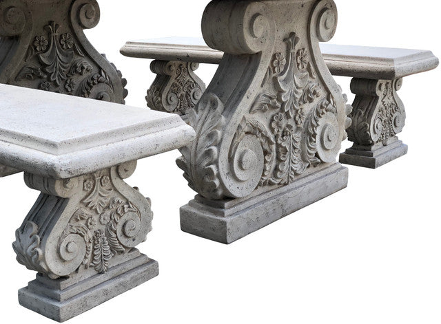 AFD Home Classic Acanthus Garden Table and Bench set of 3 (KIT)