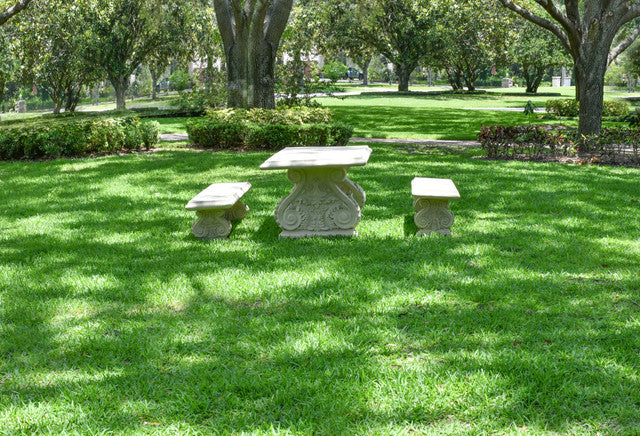 AFD Home Classic Acanthus Garden Table and Bench set of 3 (KIT)