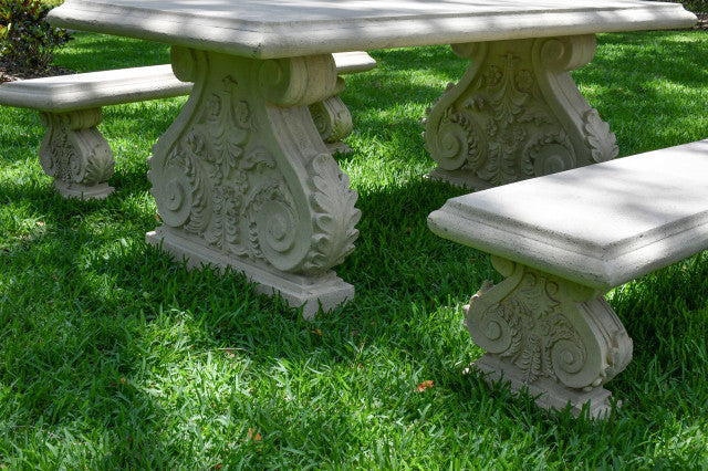 AFD Home Classic Acanthus Garden Table and Bench set of 3 (KIT)