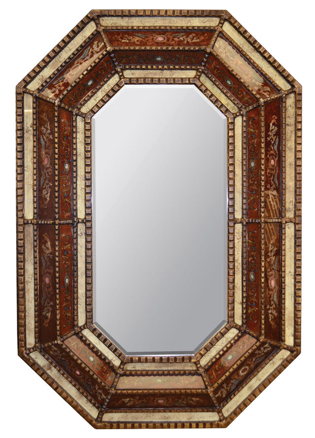 AFD Home Peruvian Painted Glass Octagonal Mirror