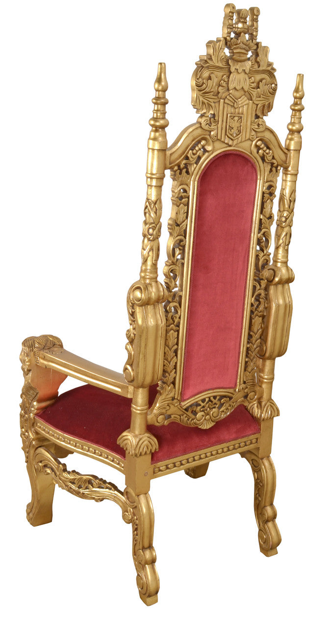 AFD Home King Chair in Gold Leaf and Burgundy Velvet