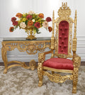 AFD Home King Chair in Gold Leaf and Burgundy Velvet