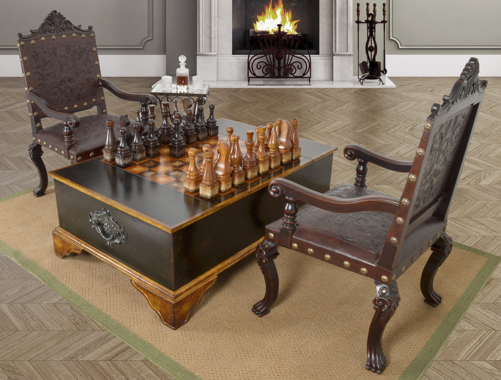 AFD Home Ebony Chess Set Coffee Table
