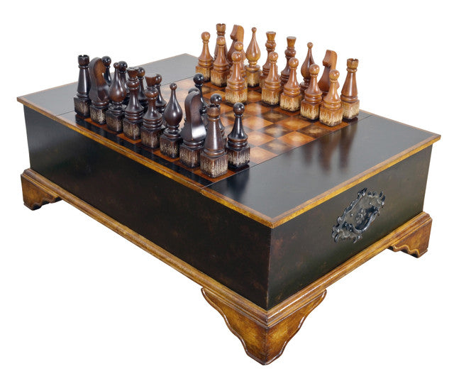 AFD Home Ebony Chess Set Coffee Table