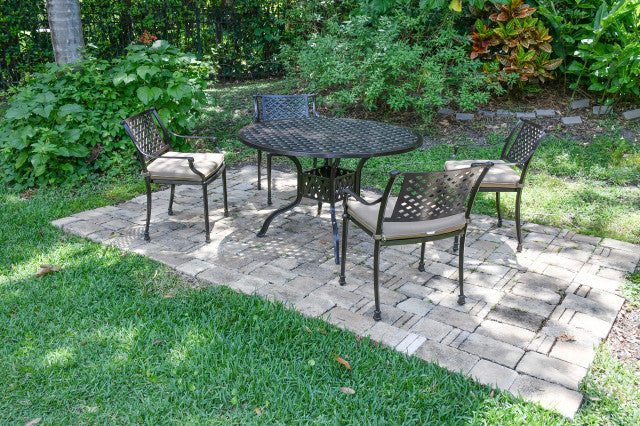 AFD Home Savannah Outdoor Aluminum Round Dining Table Set of 5 (KIT)