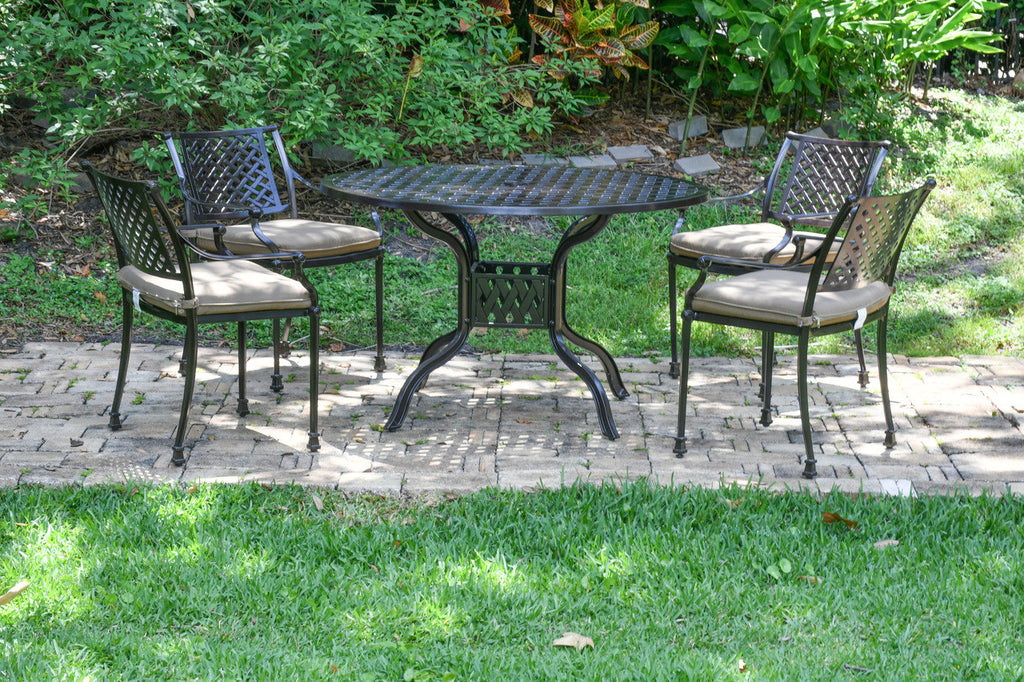AFD Home Savannah Outdoor Aluminum Round Dining Table Set of 5 (KIT)