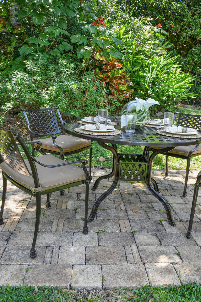 AFD Home Savannah Outdoor Aluminum Round Dining Table Set of 5 (KIT)