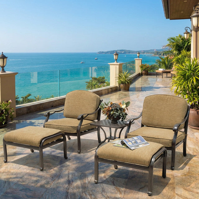 AFD HOME Savannah Outdoor Aluminum Club Chair Set of 5