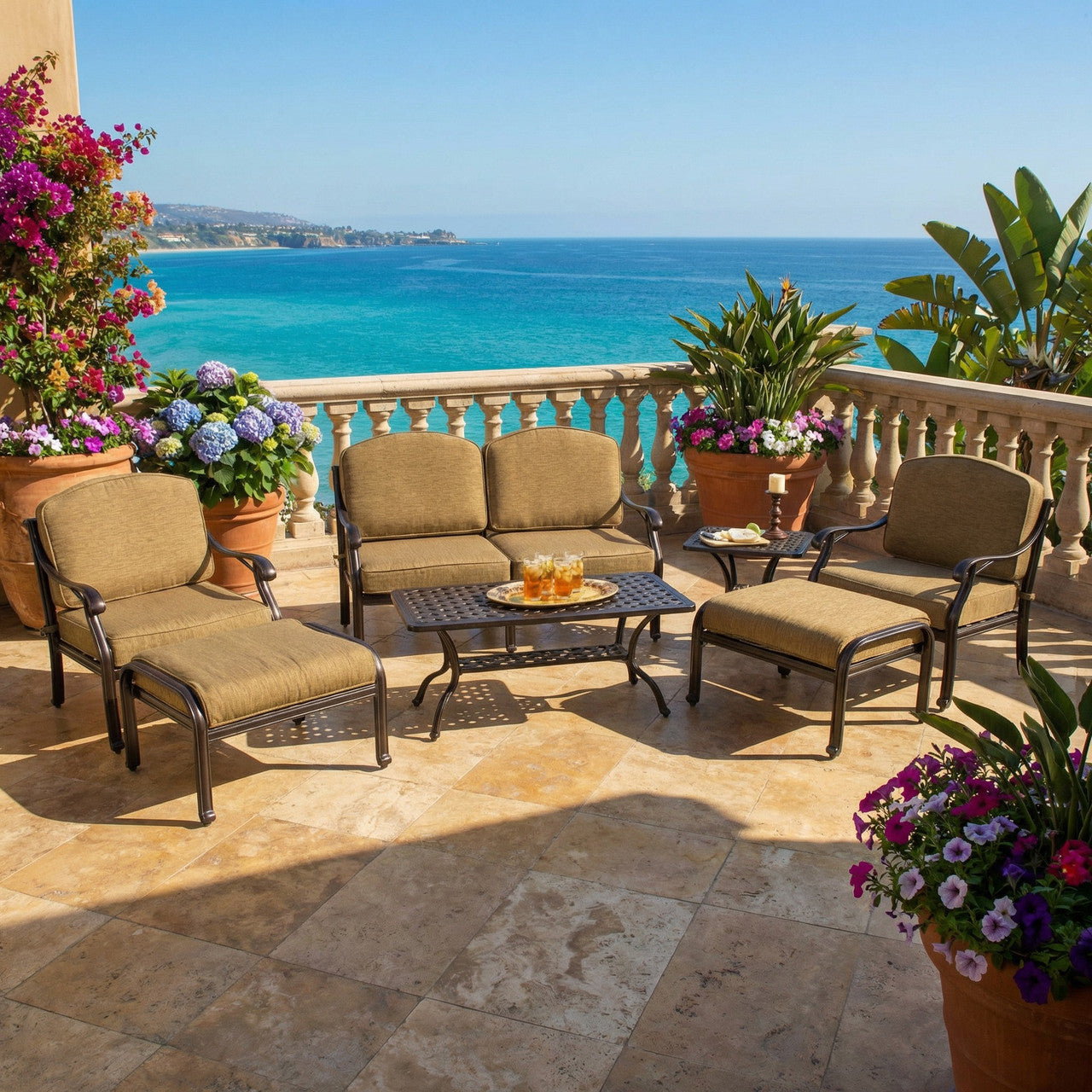 AFD Home Savannah Outdoor Aluminum Deep Seating 7 Piece Set