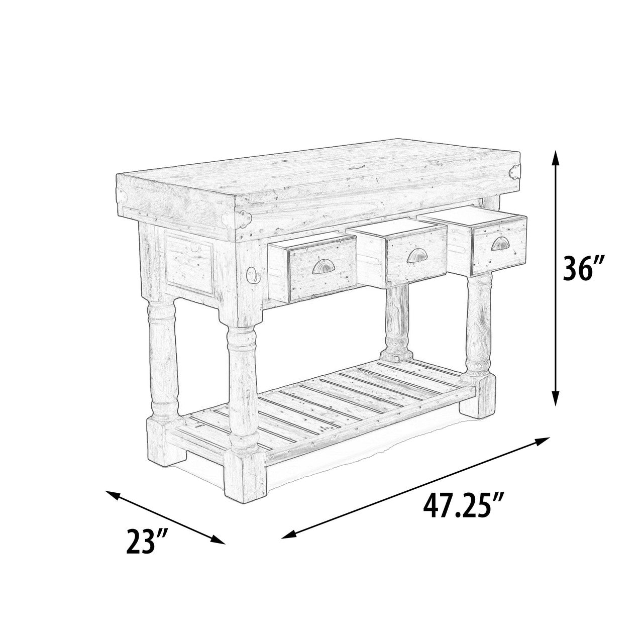 AFD Home Farmhouse Island Work Console