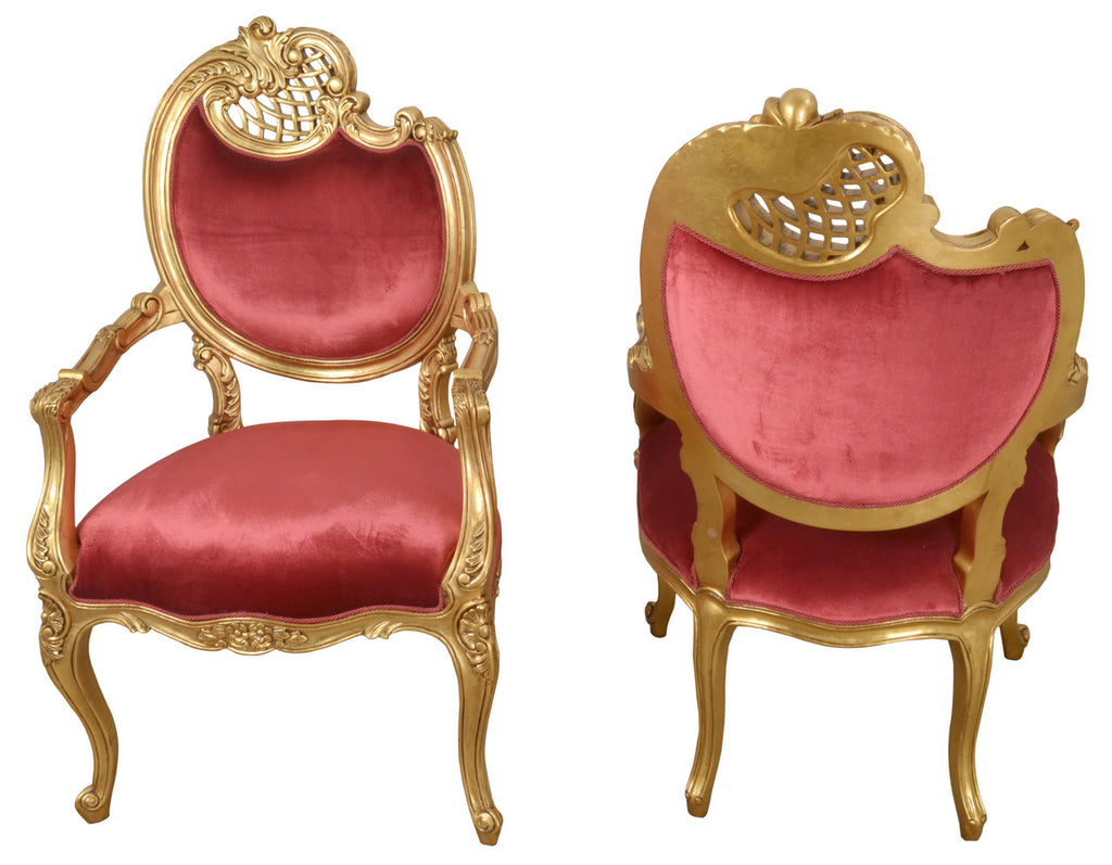 AFD Home Pair of French Rococo Fireside Chairs