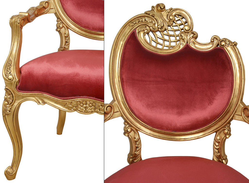 AFD Home Pair of French Rococo Fireside Chairs