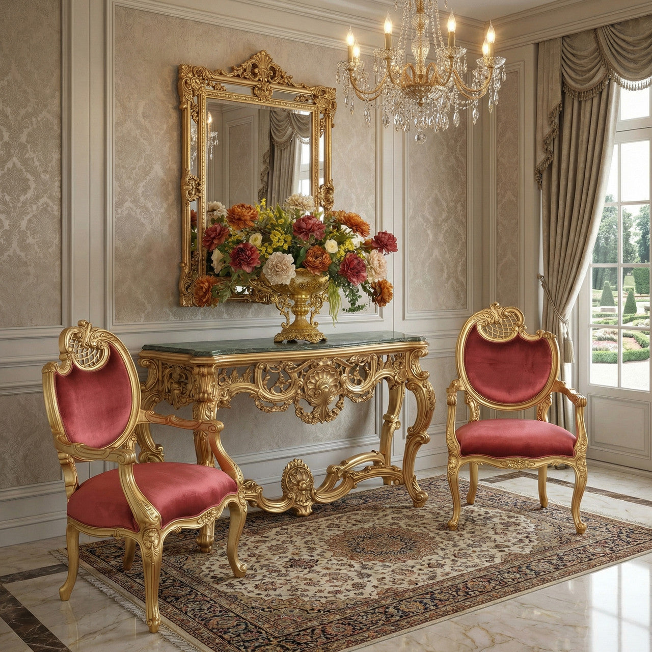AFD Home Pair of French Rococo Fireside Chairs