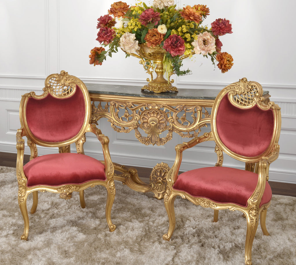 AFD Home Pair of French Rococo Fireside Chairs