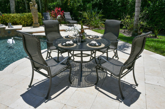 AFD Home Wyndermere Woven Outdoor Round Dining Table Set of 5 (KIT)