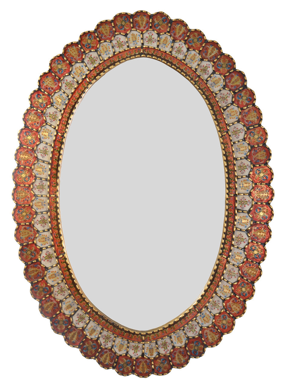 AFD Home Peruvian Painted Glass Scalloped Mirror