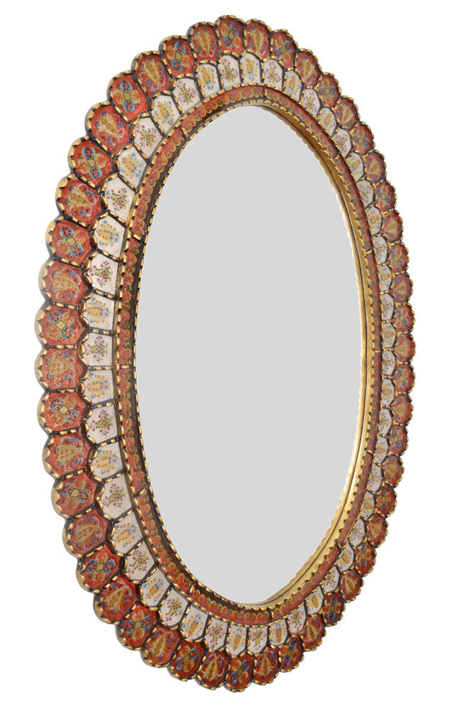 AFD Home Peruvian Painted Glass Scalloped Mirror