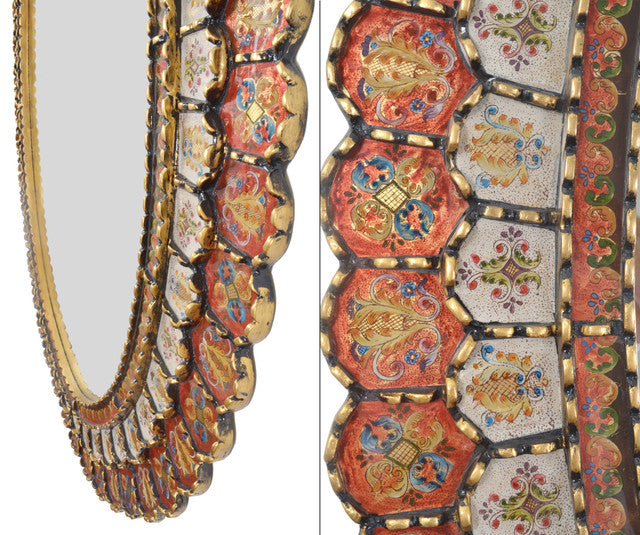 AFD Home Peruvian Painted Glass Scalloped Mirror